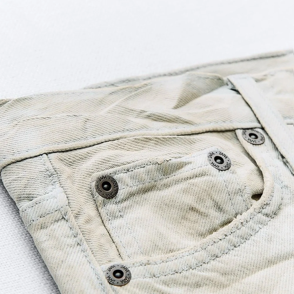 Zara Jeans NWT TRF Mid Wrinkle Effect Coated Jeans - Picture 3 of 4